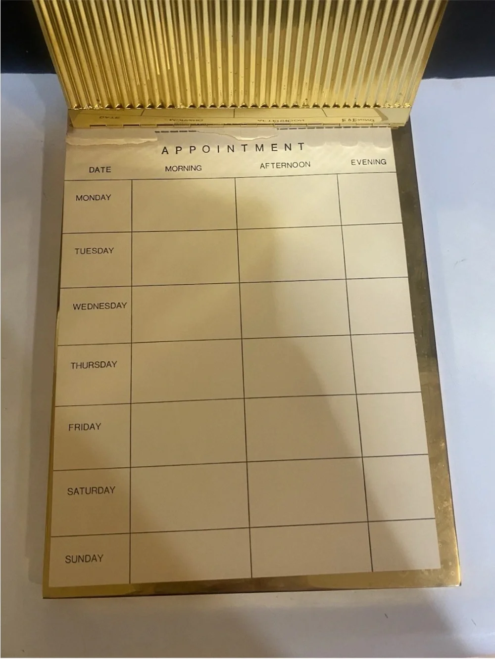 Mid-Century Modern Gold Flip Calendar Pad Holder